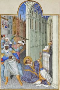 The martyrdom of St Mark, from the Heures du Duc de Berry (15th century). From Wikimedia Commons.