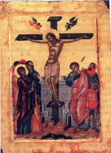 An icon of the crucifixion of Jesus Christ